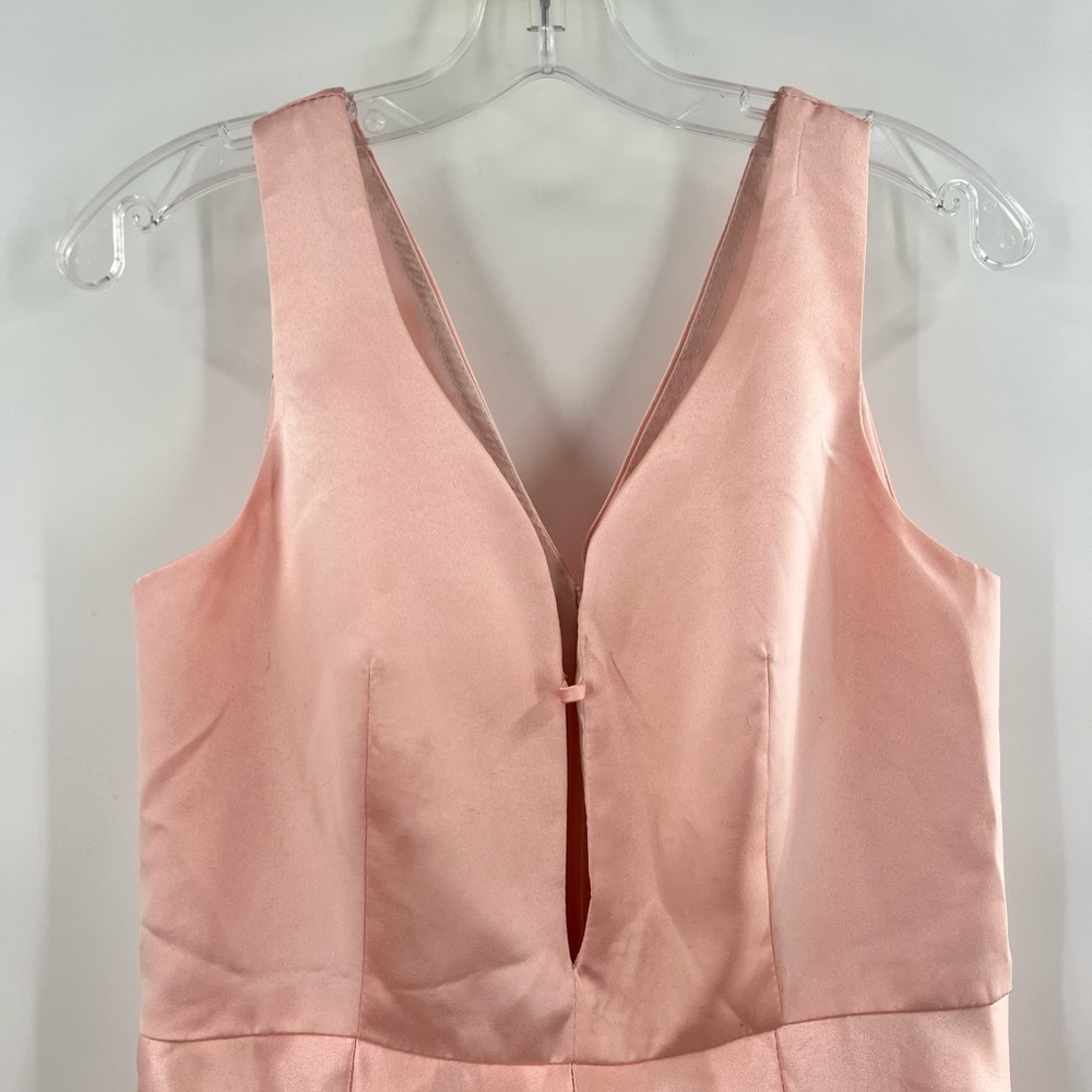 HEBEOS pink A-Line/Princess Sleeveless V-neck Short/Mini Satin Dresses - Picture 4 of 12